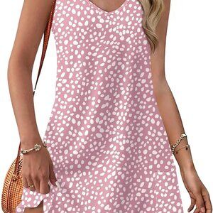 Women’s Summer Dress Loose V Neck Sleeveless Sundress with Pockets for Casual We
